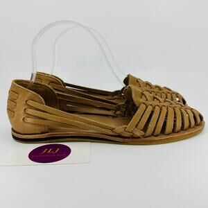Nisolo Women's Huaraches Almond Leather Handwoven Sustainable Sandals Size 6.5